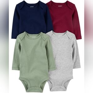 4-pack Carters 0-3m long sleeve bodysuits